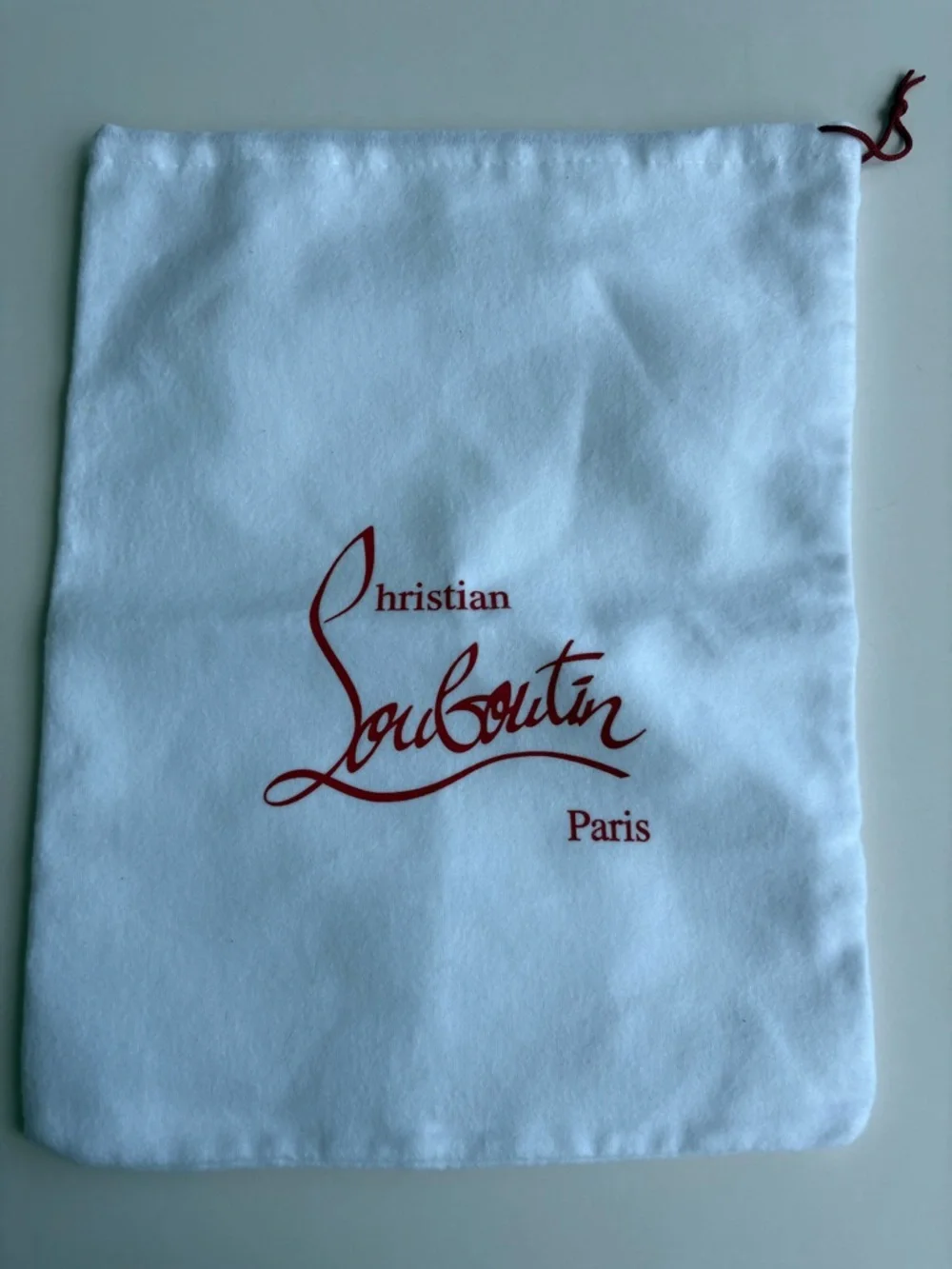 Christian Louboutin White Fabric Dust Bag with Red Logo